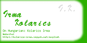 irma kolarics business card